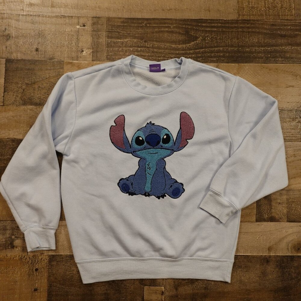 Disney‎ Stitch Crewneck Sweatshirt Size Medium Light Blue